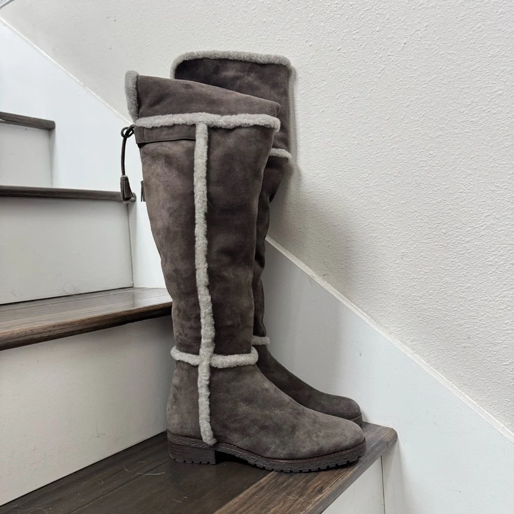 FRYE Tamara Over The Knee Shearling Suede Riding Snow Boots 5.5